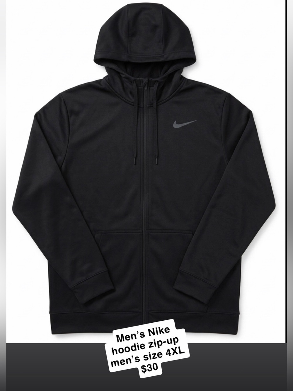 Nike Black Full-Zip Performance Hoodie Jacket with Swoosh